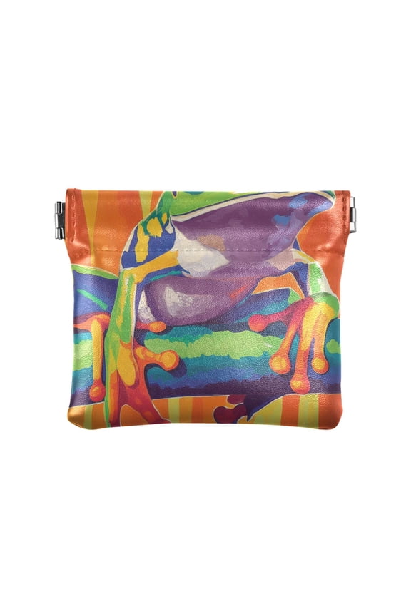 Leather Coin Wallet 4.33x3.74 Inch Portable Coin Wallet Coin Wallet Paper Wallet Card Wallet Storage Wallet Stylish and Sophisticated Lovely Green Frog