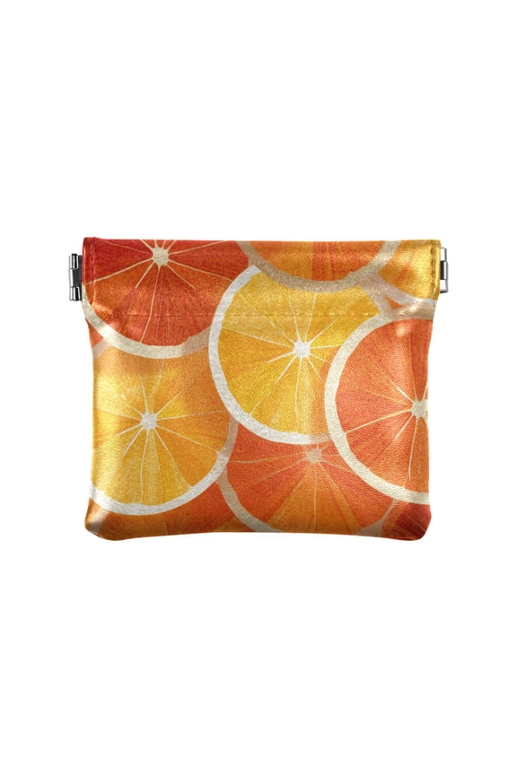 Leather Coin Wallet 4.33x3.74 Inch Portable Coin Wallet Coin Wallet Paper Wallet Card Wallet Storage Wallet Stylish and Sophisticated Orange Slice Pattern