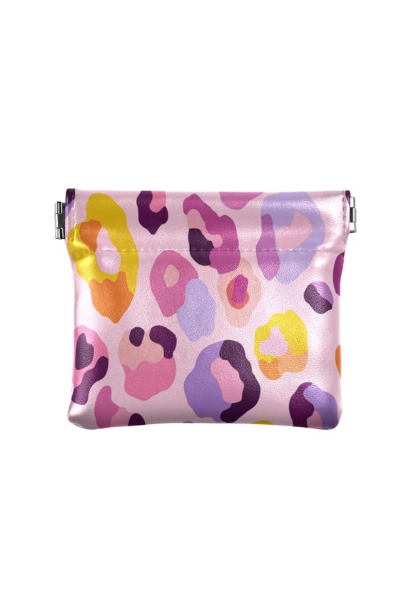 Leather Coin Wallet 4.33x3.74 Inch Portable Coin Wallet Coin Wallet Paper Wallet Card Wallet Storage Wallet Stylish and Sophisticated Pink Leopard Print