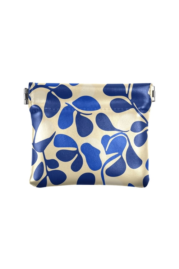 Leather Coin Wallet 4.33x3.74 Inch Portable Coin Wallet Coin Wallet Paper Wallet Card Wallet Storage Wallet Stylish and Sophisticated Pretty Blue Pattern
