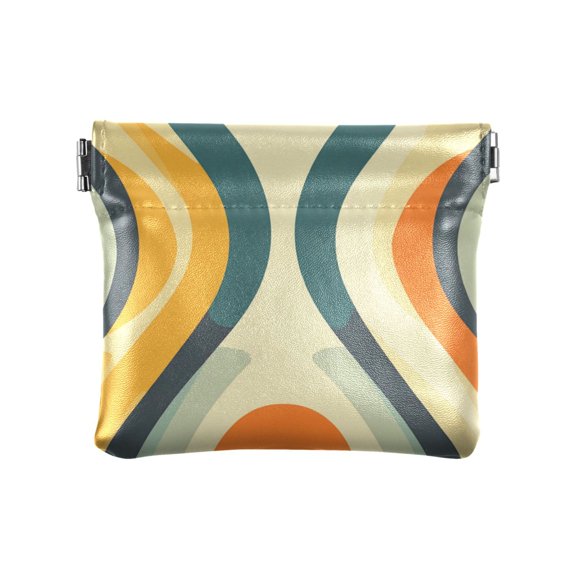 Leather Coin Wallet 4.33x3.74 Inch Portable Coin Wallet Coin Wallet Paper Wallet Card Wallet Storage Wallet Stylish and Sophisticated Pretty Colorful Stripes