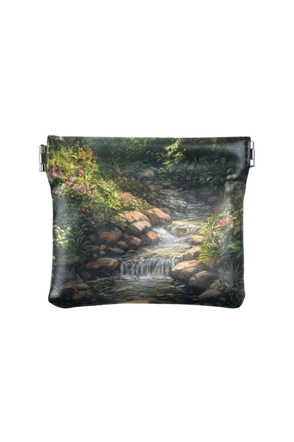 Leather Coin Wallet 4.33x3.74 Inch Portable Coin Wallet Coin Wallet Paper Wallet Card Wallet Storage Wallet Stylish and Sophisticated Pretty Green Stream