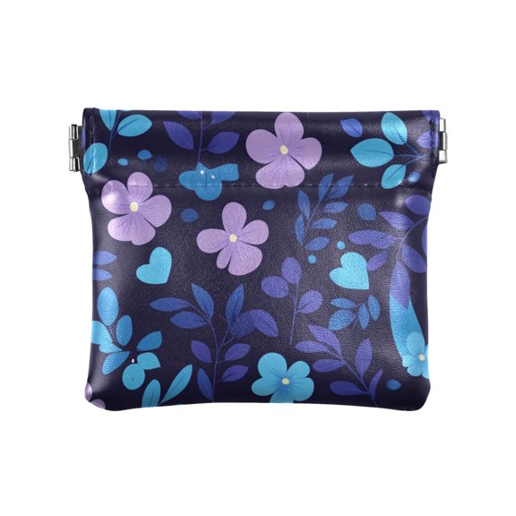 Leather Coin Wallet 4.33x3.74 Inch Portable Coin Wallet Coin Wallet Paper Wallet Card Wallet Storage Wallet Stylish and Sophisticated Purple Blue Flowers