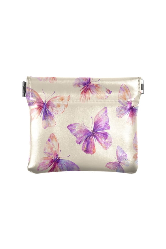 Leather Coin Wallet 4.33x3.74 Inch Portable Coin Wallet Coin Wallet Paper Wallet Card Wallet Storage Wallet Stylish and Sophisticated Purple Butterfly