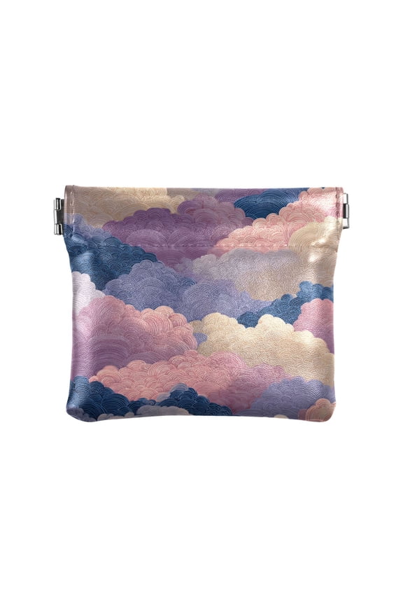 Leather Coin Wallet 4.33x3.74 Inch Portable Coin Wallet Coin Wallet Paper Wallet Card Wallet Storage Wallet Stylish and Sophisticated Purple Cloud Cartoon