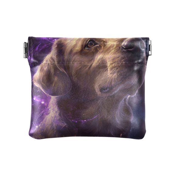 Leather Coin Wallet 4.33x3.74 Inch Portable Coin Wallet Coin Wallet Paper Wallet Card Wallet Storage Wallet Stylish and Sophisticated Purple Magic Dog