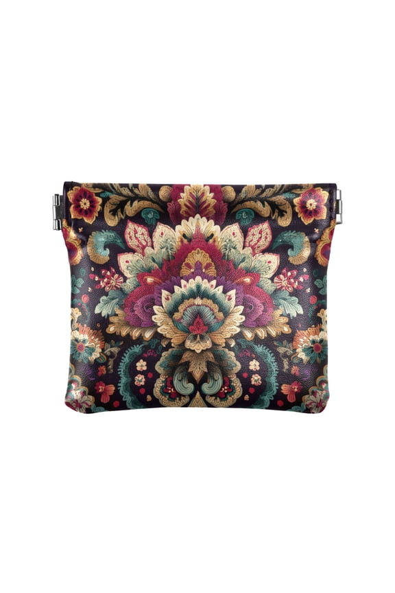 Leather Coin Wallet 4.33x3.74 Inch Portable Coin Wallet Coin Wallet Paper Wallet Card Wallet Storage Wallet Stylish and Sophisticated Seamless Colored Pattern