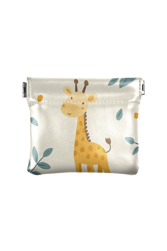 Leather Coin Wallet 4.33x3.74 Inch Portable Coin Wallet Coin Wallet Paper Wallet Card Wallet Storage Wallet Stylish and Sophisticated Super Cool Giraffe
