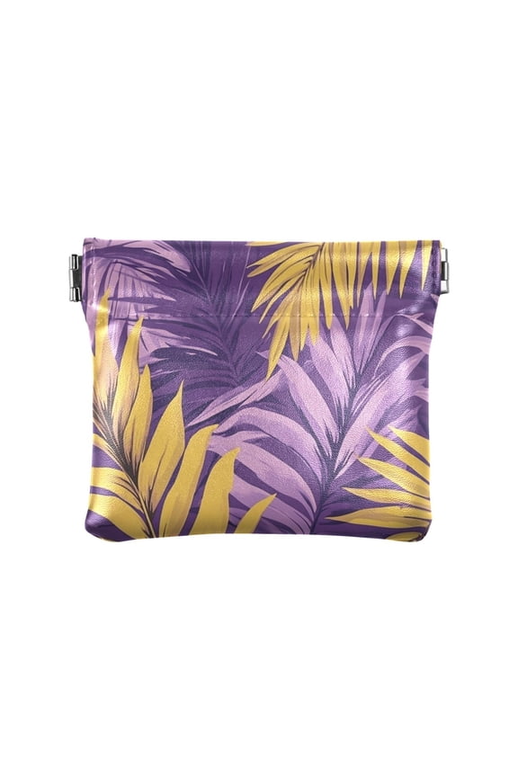 Leather Coin Wallet 4.33x3.74 Inch Portable Coin Wallet Coin Wallet Paper Wallet Card Wallet Storage Wallet Stylish and Sophisticated Super Cool Purple Leaf