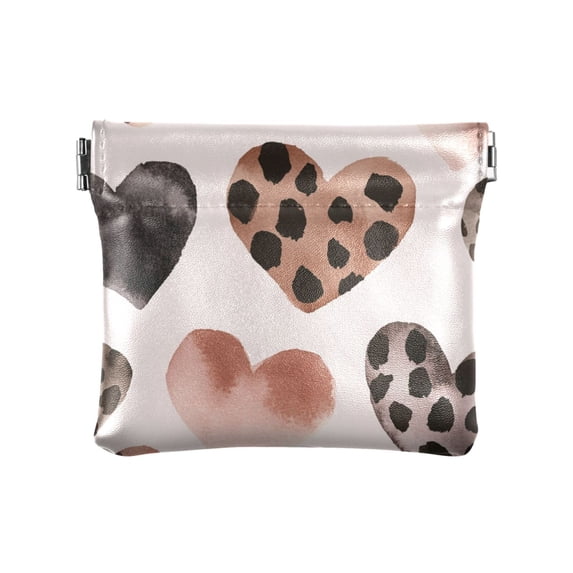 Leather Coin Wallet 4.33x3.74 Inch Portable Coin Wallet Coin Wallet Paper Wallet Card Wallet Storage Wallet Stylish and Sophisticated Super Cute Black Heart