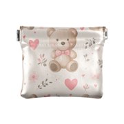 Leather Coin Wallet 4.33x3.74 Inch Portable Coin Wallet Coin Wallet Paper Wallet Card Wallet Storage Wallet Stylish and Sophisticated Super Cute Brown Bear