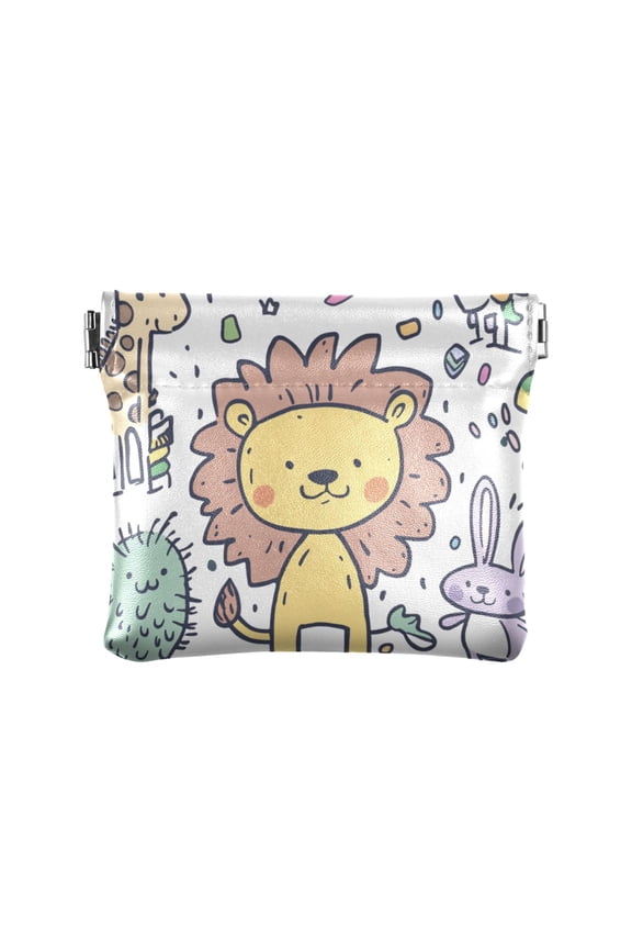 Leather Coin Wallet 4.33x3.74 Inch Portable Coin Wallet Coin Wallet Paper Wallet Card Wallet Storage Wallet Stylish and Sophisticated Super Cute Cartoon Lion