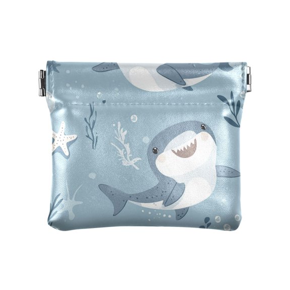 Leather Coin Wallet 4.33x3.74 Inch Portable Coin Wallet Coin Wallet Paper Wallet Card Wallet Storage Wallet Stylish and Sophisticated Super Cute Cartoon Shark