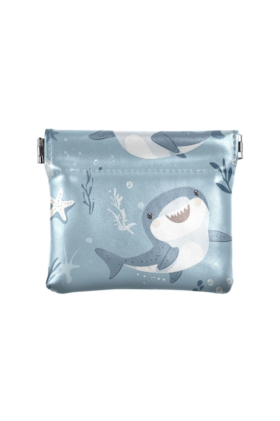 Leather Coin Wallet 4.33x3.74 Inch Portable Coin Wallet Coin Wallet Paper Wallet Card Wallet Storage Wallet Stylish and Sophisticated Super Cute Cartoon Shark