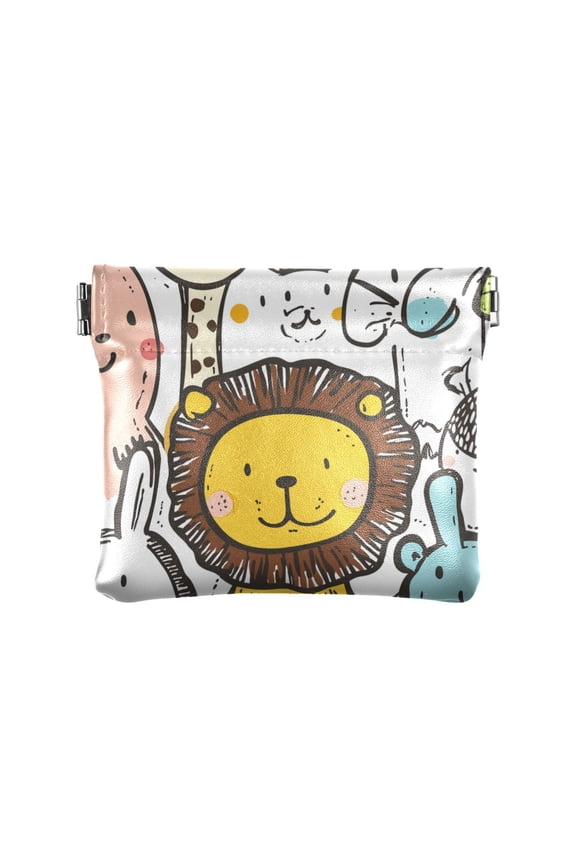 Leather Coin Wallet 4.33x3.74 Inch Portable Coin Wallet Coin Wallet Paper Wallet Card Wallet Storage Wallet Stylish and Sophisticated Super Cute Little Lion