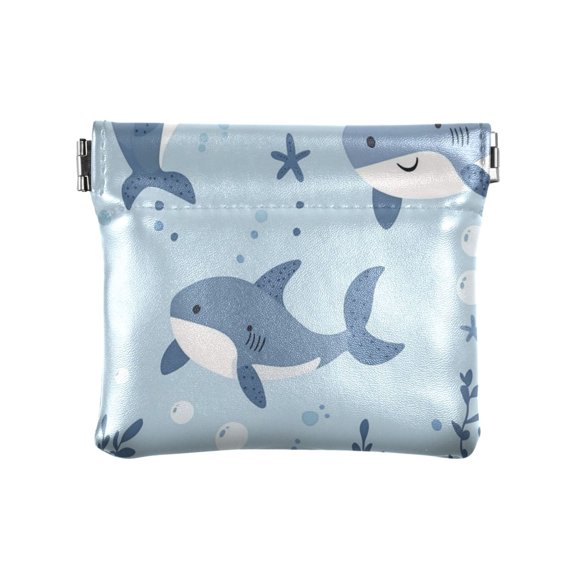 Leather Coin Wallet 4.33x3.74 Inch Portable Coin Wallet Coin Wallet Paper Wallet Card Wallet Storage Wallet Stylish and Sophisticated Super Cute Little Shark