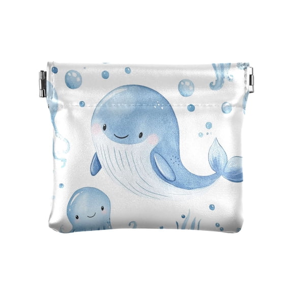 Leather Coin Wallet 4.33x3.74 Inch Portable Coin Wallet Coin Wallet Paper Wallet Card Wallet Storage Wallet Stylish and Sophisticated Super Cute Little Whale