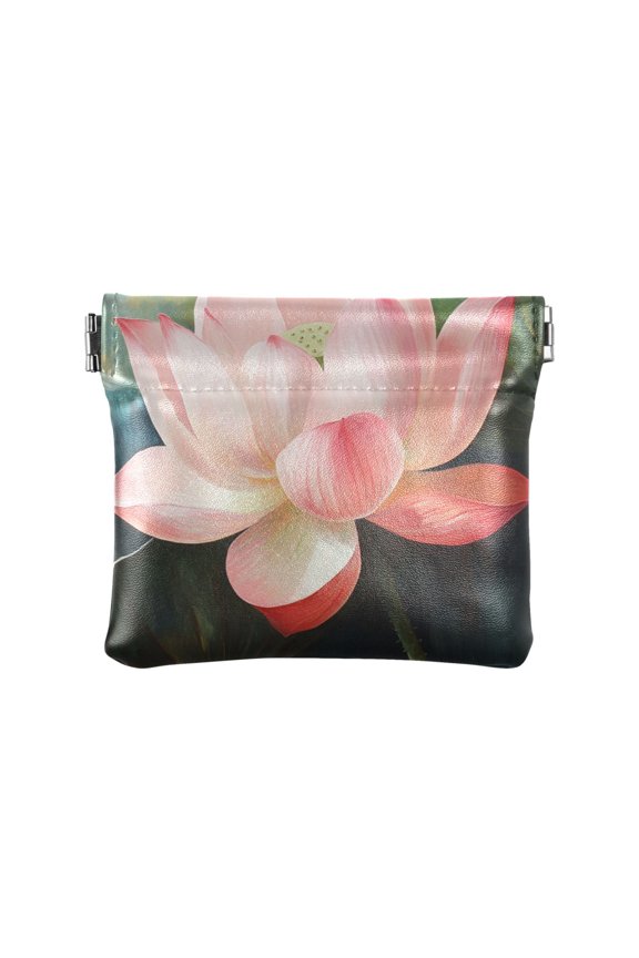 Leather Coin Wallet 4.33x3.74 Inch Portable Coin Wallet Coin Wallet Paper Wallet Card Wallet Storage Wallet Stylish and Sophisticated Super Cute Lotus