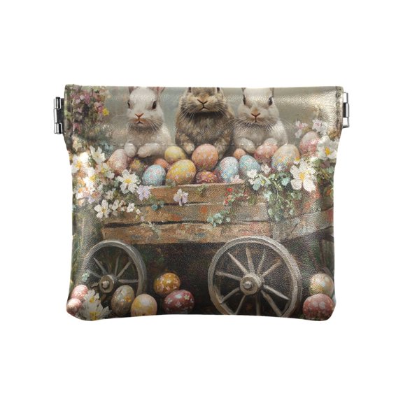 Leather Coin Wallet 4.33x3.74 Inch Portable Coin Wallet Coin Wallet Paper Wallet Card Wallet Storage Wallet Stylish and Sophisticated The Three Easter Rabbits