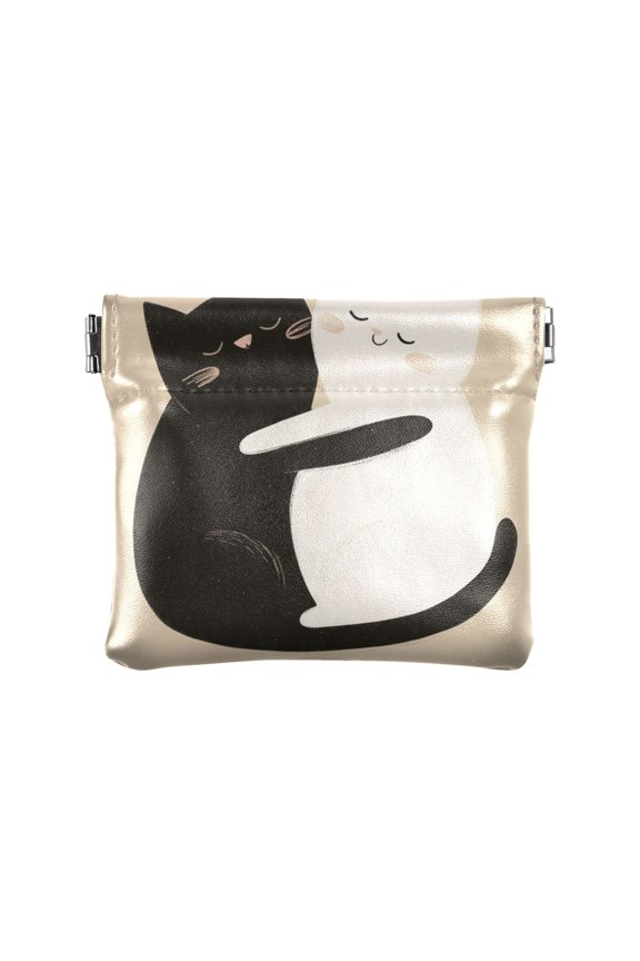 Leather Coin Wallet 4.33x3.74 Inch Portable Coin Wallet Coin Wallet Paper Wallet Card Wallet Storage Wallet Stylish and Sophisticated Two Cute Cats Cuddling