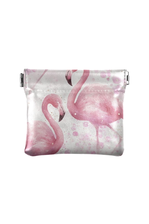 Leather Coin Wallet 4.33x3.74 Inch Portable Coin Wallet Coin Wallet Paper Wallet Card Wallet Storage Wallet Stylish and Sophisticated Two Pink Flamingos