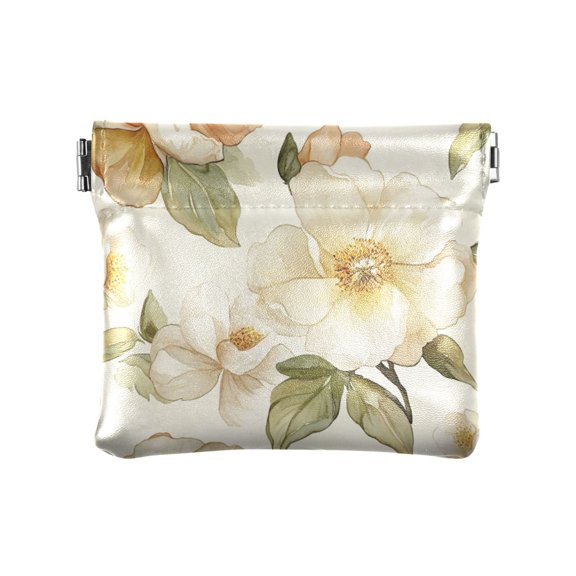 Leather Coin Wallet 4.33x3.74 Inch Portable Coin Wallet Coin Wallet Paper Wallet Card Wallet Storage Wallet Stylish and Sophisticated Vibrant Gold Flowers