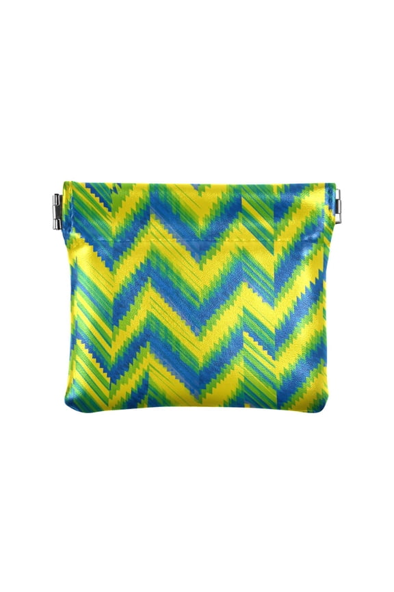 Leather Coin Wallet 4.33x3.74 Inch Portable Coin Wallet Coin Wallet Paper Wallet Card Wallet Storage Wallet Stylish and Sophisticated Vibrant Zigzag Chevron Stripes