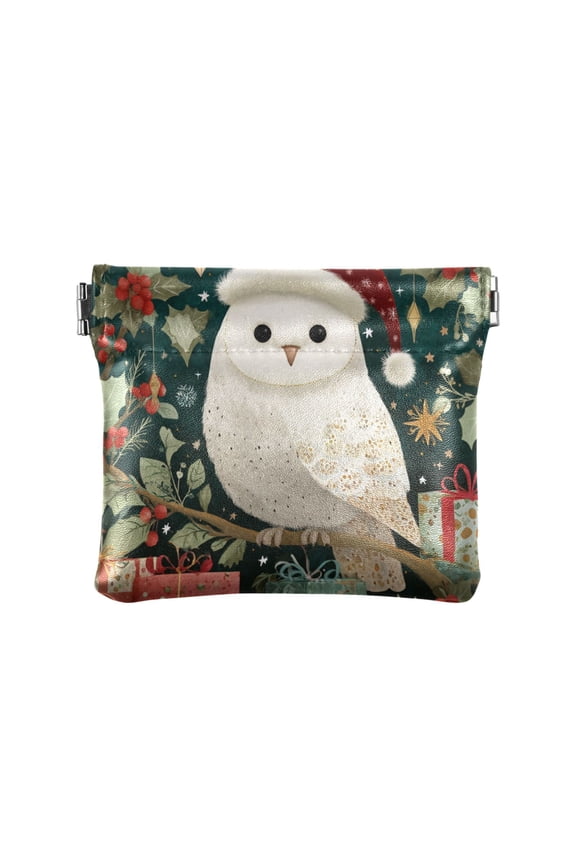 Leather Coin Wallet 4.33x3.74 Inch Portable Coin Wallet Coin Wallet Paper Wallet Card Wallet Storage Wallet Stylish and Sophisticated Warm Christmas Owl