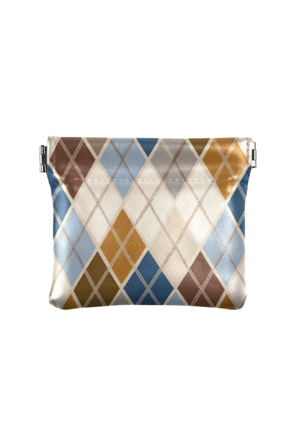Leather Coin Wallet 4.33x3.74 Inch Portable Coin Wallet Coin Wallet Paper Wallet Card Wallet Storage Wallet Stylish and Sophisticated Warm Diamond Checkered Design