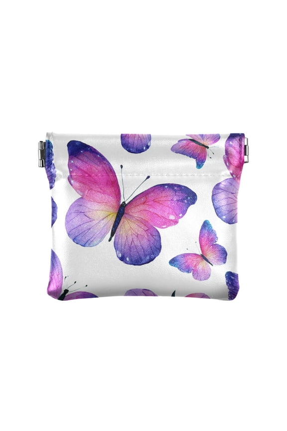 Leather Coin Wallet 4.33x3.74 Inch Portable Coin Wallet Coin Wallet Paper Wallet Card Wallet Storage Wallet Stylish and Sophisticated Watercolor Butterfly Pattern