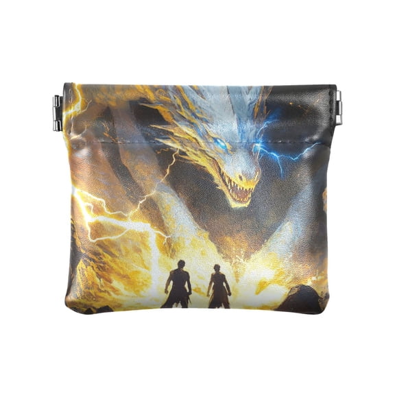 Leather Coin Wallet 4.33x3.74 Inch Portable Coin Wallet Coin Wallet Paper Wallet Card Wallet Storage Wallet Stylish and Sophisticated The White Dragon