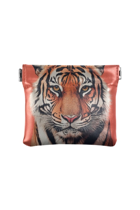Leather Coin Wallet 4.33x3.74 Inch Portable Coin Wallet Coin Wallet Paper Wallet Card Wallet Storage Wallet Stylish and Sophisticated Big Tiger