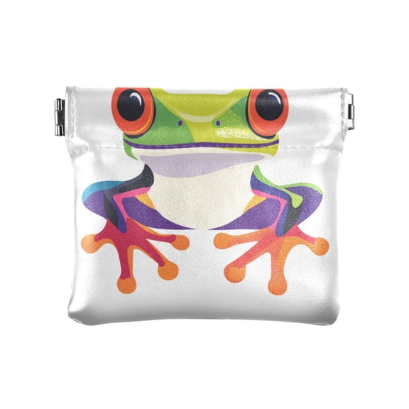 Leather Coin Wallet 4.33x3.74 Inch Portable Coin Wallet Coin Wallet Paper Wallet Card Wallet Storage Wallet Stylish and Sophisticated Big-eyed Frog