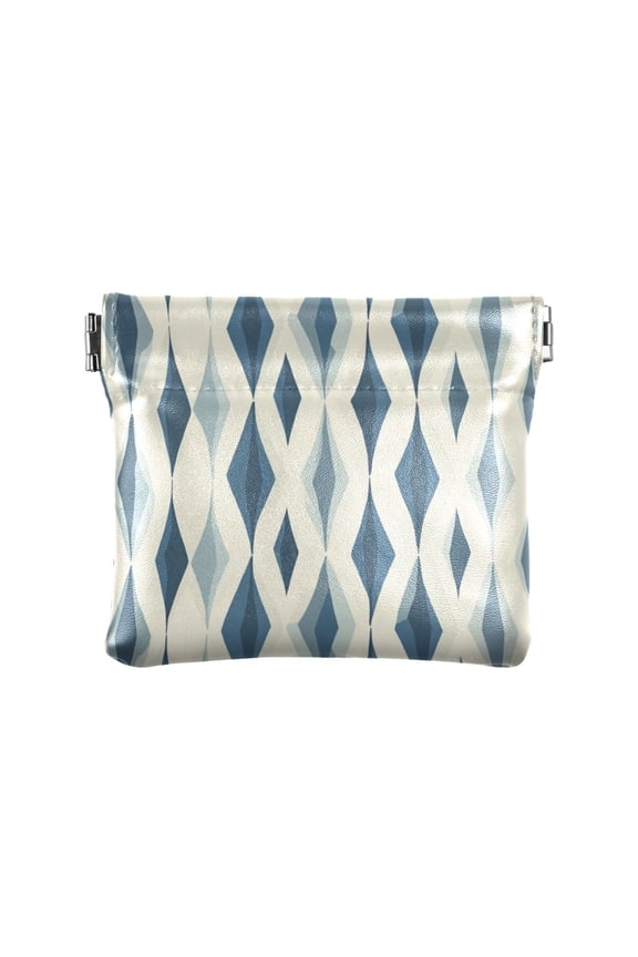 Leather Coin Wallet 4.33x3.74 Inch Portable Coin Wallet Coin Wallet Paper Wallet Card Wallet Storage Wallet Stylish and Sophisticated Blue Squares