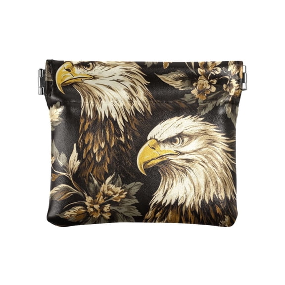 Leather Coin Wallet 4.33x3.74 Inch Portable Coin Wallet Coin Wallet Paper Wallet Card Wallet Storage Wallet Stylish and Sophisticated Brown Eagle