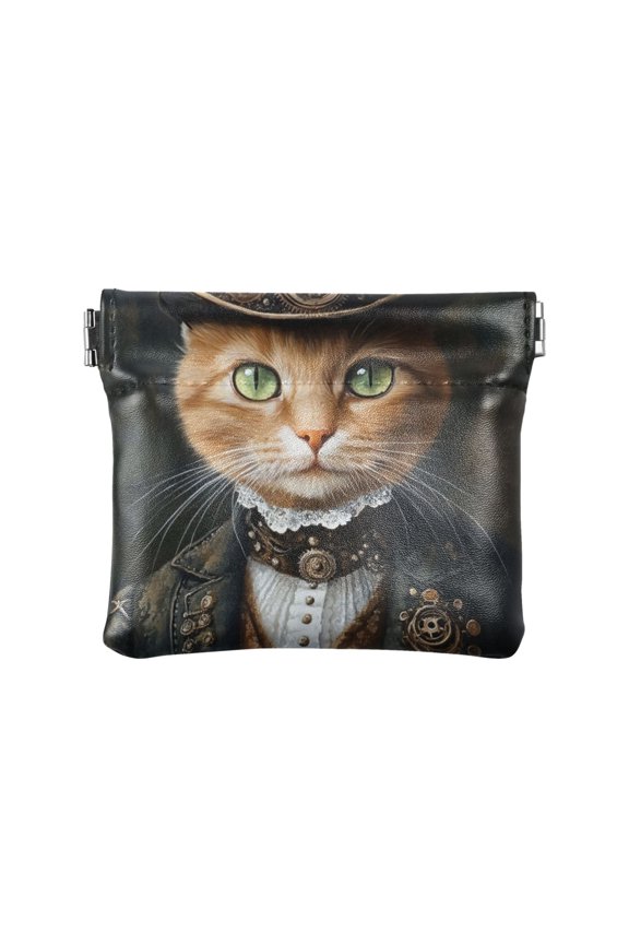 Leather Coin Wallet 4.33x3.74 Inch Portable Coin Wallet Coin Wallet Paper Wallet Card Wallet Storage Wallet Stylish and Sophisticated Cat