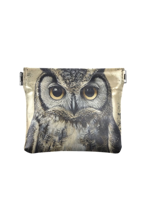 Leather Coin Wallet 4.33x3.74 Inch Portable Coin Wallet Coin Wallet Paper Wallet Card Wallet Storage Wallet Stylish and Sophisticated Cool Big Owl