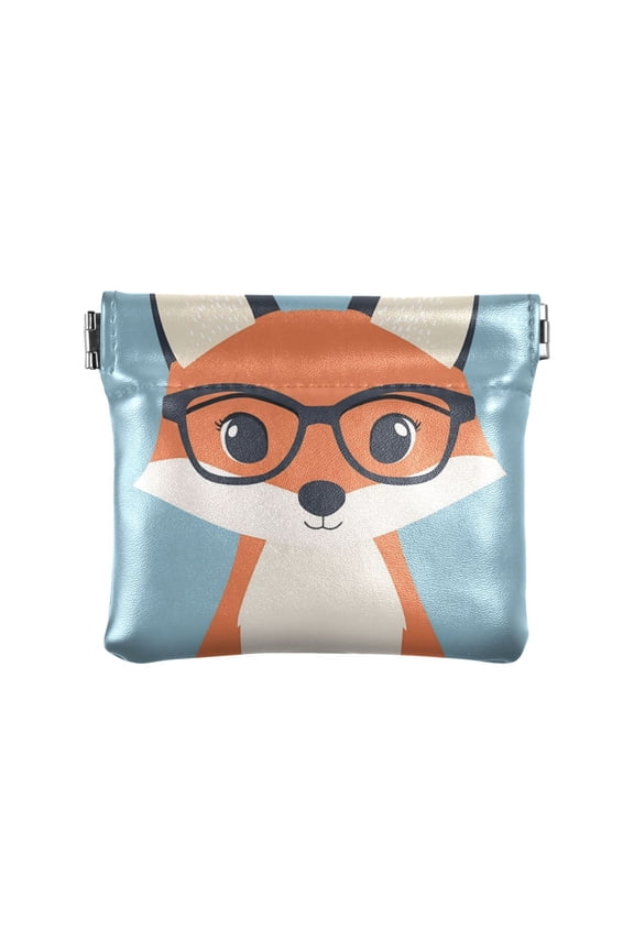 Leather Coin Wallet 4.33x3.74 Inch Portable Coin Wallet Coin Wallet Paper Wallet Card Wallet Storage Wallet Stylish and Sophisticated Cute Pretty Fox