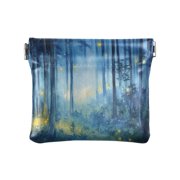 Leather Coin Wallet 4.33x3.74 Inch Portable Coin Wallet Coin Wallet Paper Wallet Card Wallet Storage Wallet Stylish and Sophisticated Firefly Forest