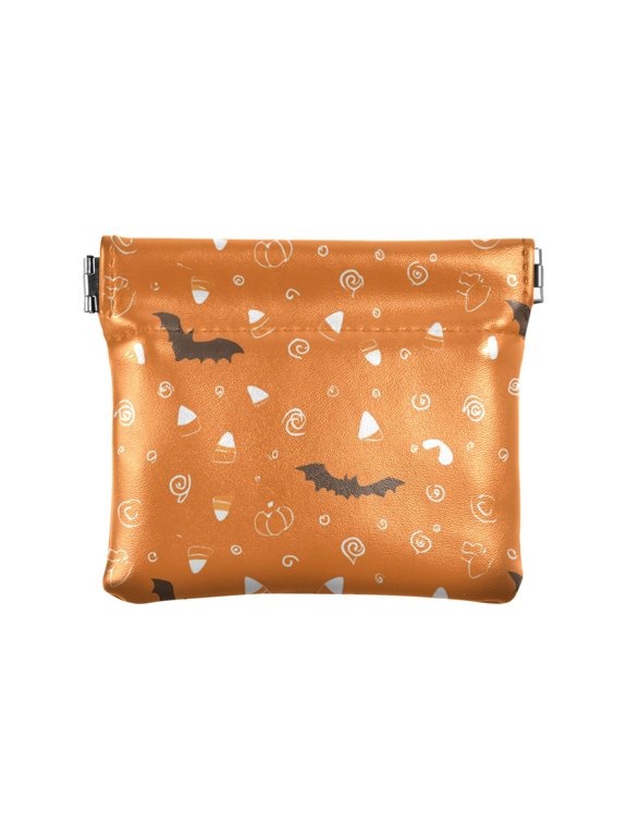 Leather Coin Wallet 4.33x3.74 Inch Portable Coin Wallet Coin Wallet Paper Wallet Card Wallet Storage Wallet Stylish and Sophisticated Halloween Bats