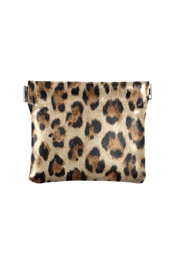 Leather Coin Wallet 4.33x3.74 Inch Portable Coin Wallet Coin Wallet Paper Wallet Card Wallet Storage Wallet Stylish and Sophisticated Leopard Pattern