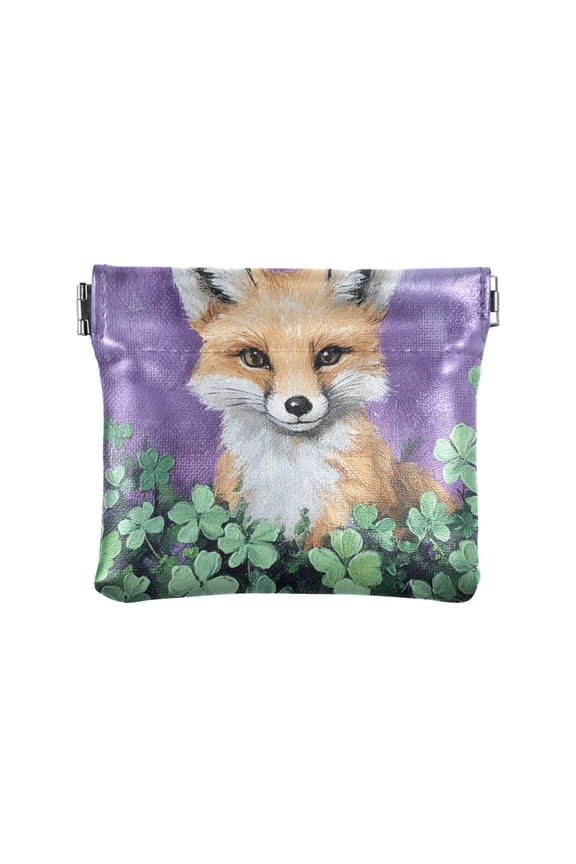 Leather Coin Wallet 4.33x3.74 Inch Portable Coin Wallet Coin Wallet Paper Wallet Card Wallet Storage Wallet Stylish and Sophisticated Purple Fox