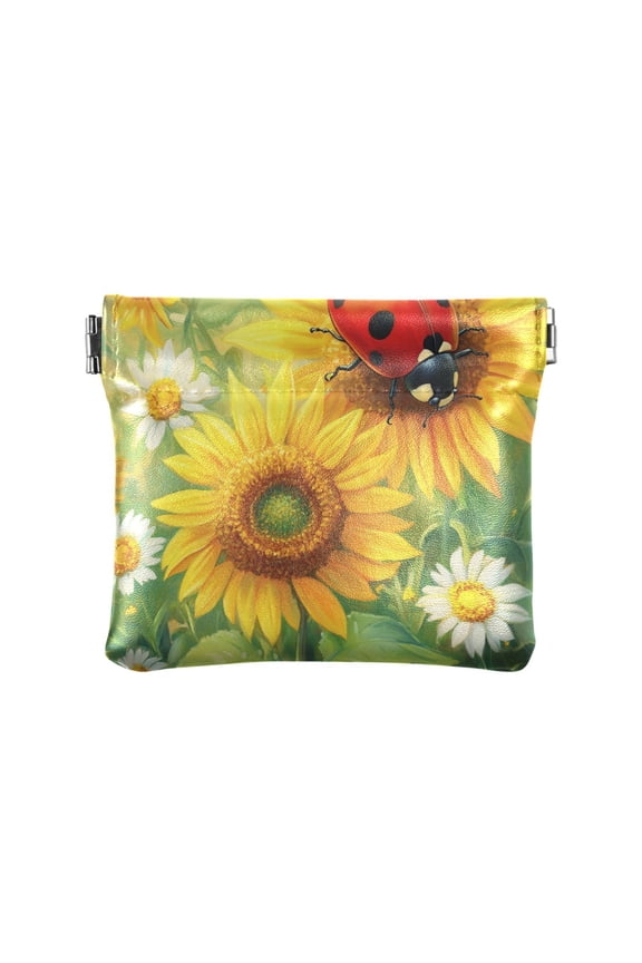 Leather Coin Wallet 4.33x3.74 Inch Portable Coin Wallet Coin Wallet Paper Wallet Card Wallet Storage Wallet Stylish and Sophisticated Red Ladybug