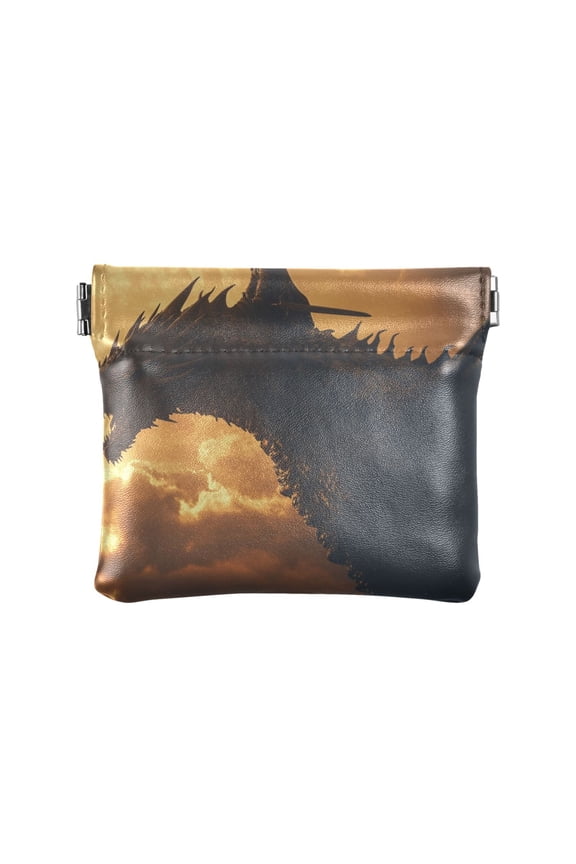 Leather Coin Wallet 4.33x3.74 Inch Portable Coin Wallet Coin Wallet Paper Wallet Card Wallet Storage Wallet Stylish and Sophisticated Riding A Dragon