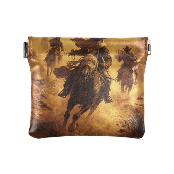 Leather Coin Wallet 4.33x3.74 Inch Portable Coin Wallet Coin Wallet Paper Wallet Card Wallet Storage Wallet Stylish and Sophisticated Riding Cowboys