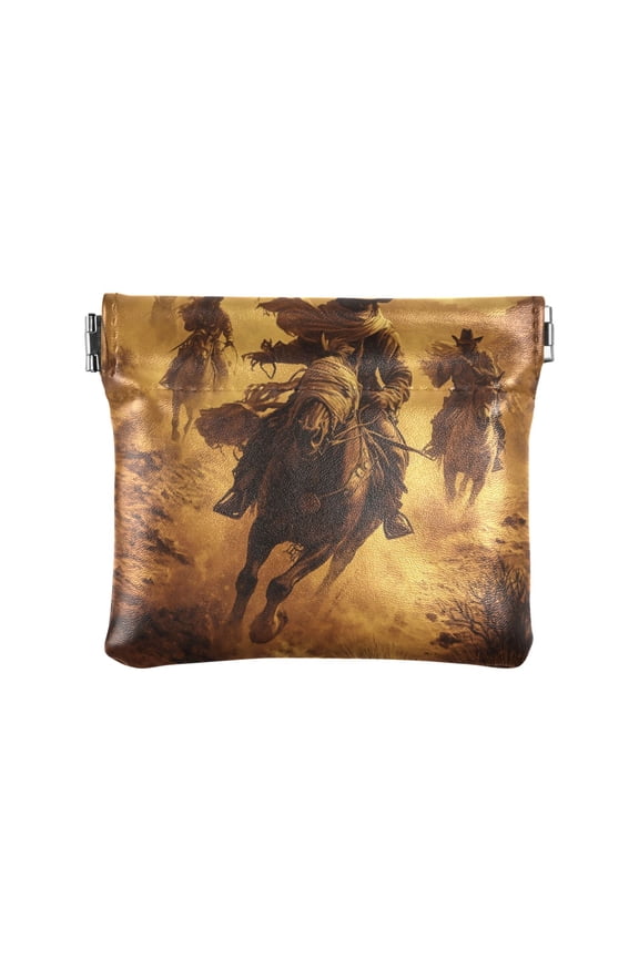 Leather Coin Wallet 4.33x3.74 Inch Portable Coin Wallet Coin Wallet Paper Wallet Card Wallet Storage Wallet Stylish and Sophisticated Riding Cowboys