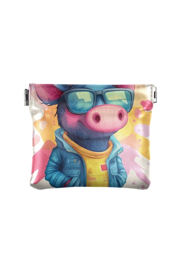 Leather Coin Wallet 4.33x3.74 Inch Portable Coin Wallet Coin Wallet Paper Wallet Card Wallet Storage Wallet Stylish and Sophisticated Super Cute Pig