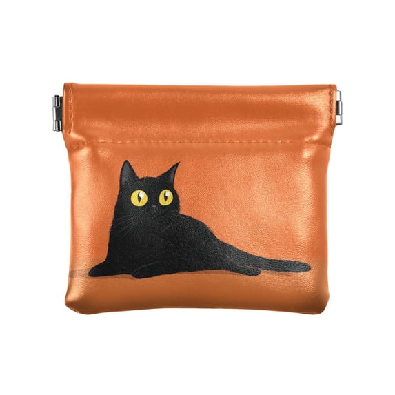 Leather Coin Wallet 4.33x3.74 Inch Portable Coin Wallet Coin Wallet Paper Wallet Card Wallet Storage Wallet Stylish and Sophisticated The Black Cat