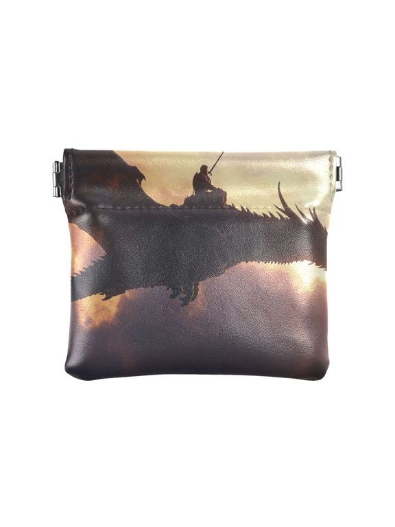 Leather Coin Wallet 4.33x3.74 Inch Portable Coin Wallet Coin Wallet Paper Wallet Card Wallet Storage Wallet Stylish and Sophisticated Warrior Dragon