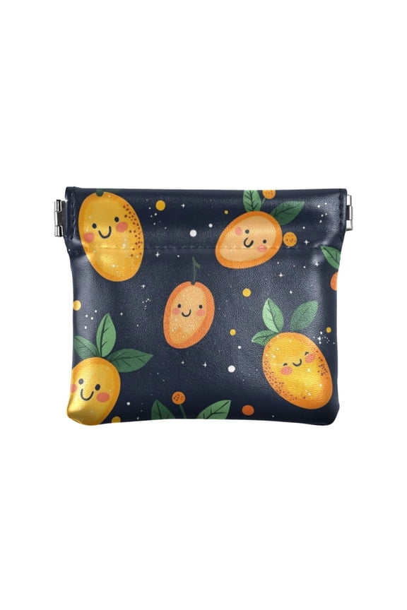 Leather Coin Wallet 4.33x3.74 Inch Portable Coin Wallet Coin Wallet Paper Wallet Card Wallet Storage Wallet Stylish and Sophisticated Cartoon Cute Mango